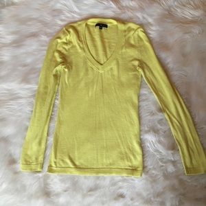 Bright neon yellow deep v neck sweater